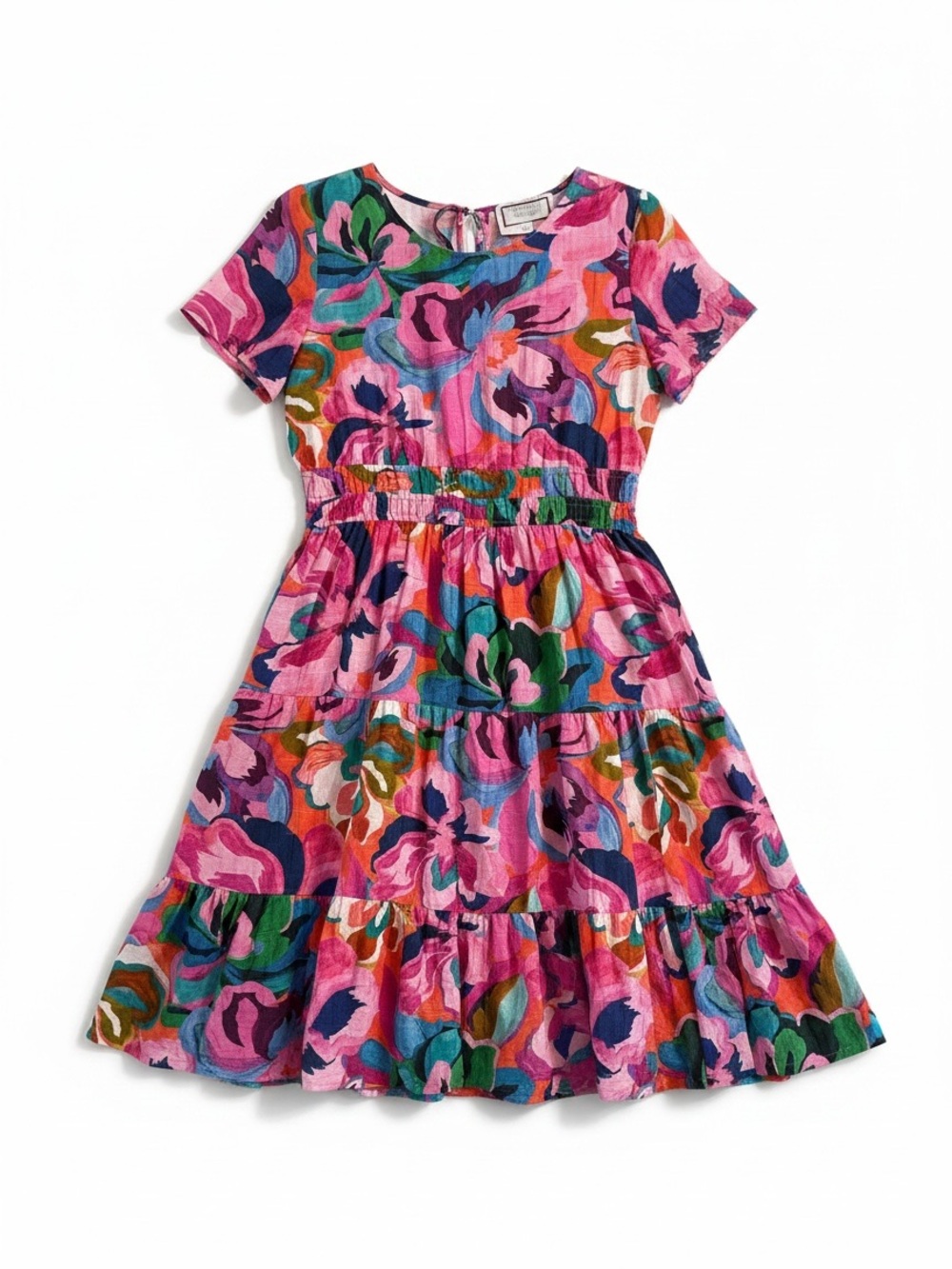 Johnny Was Smocked Tier Dress Womens M Ambre Floral NEW Floral Cotton Midi - Picture 7 of 14